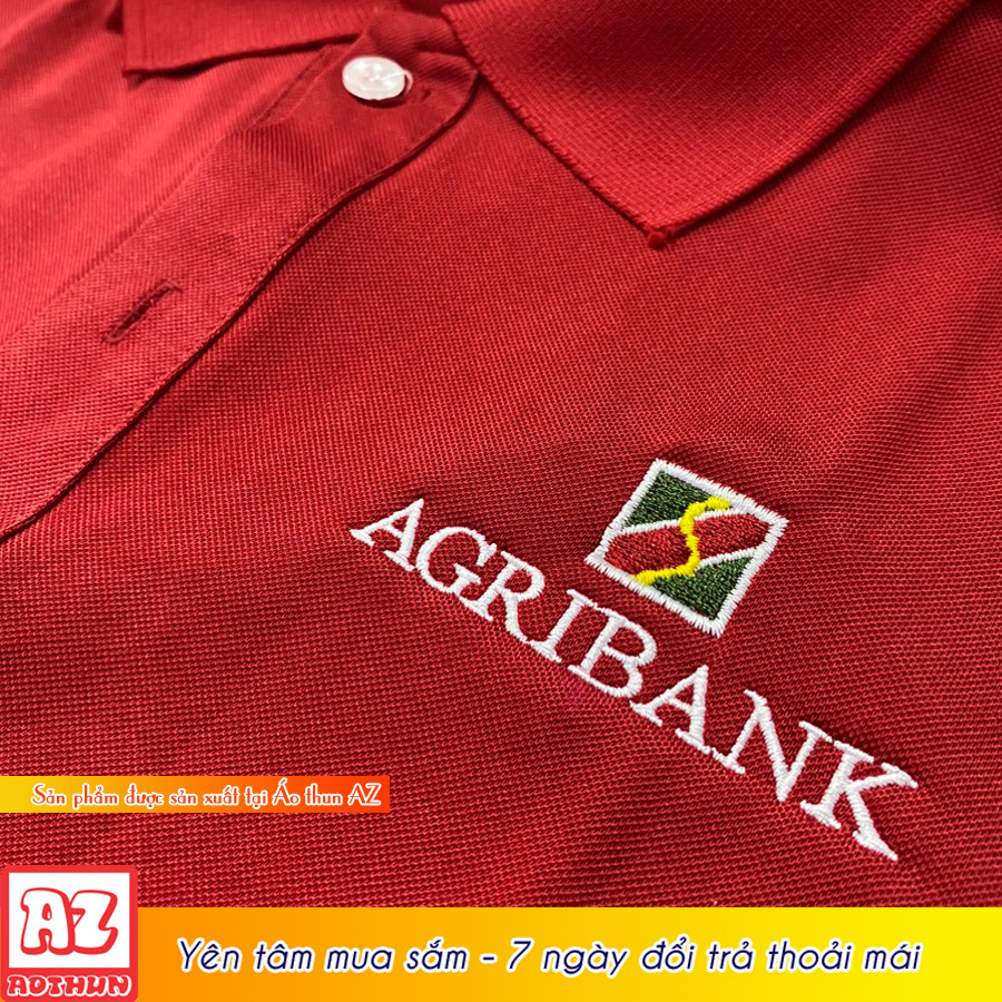 Áo thun đồng phục ngân hàng Agribank  logo thêu vi tính AT37