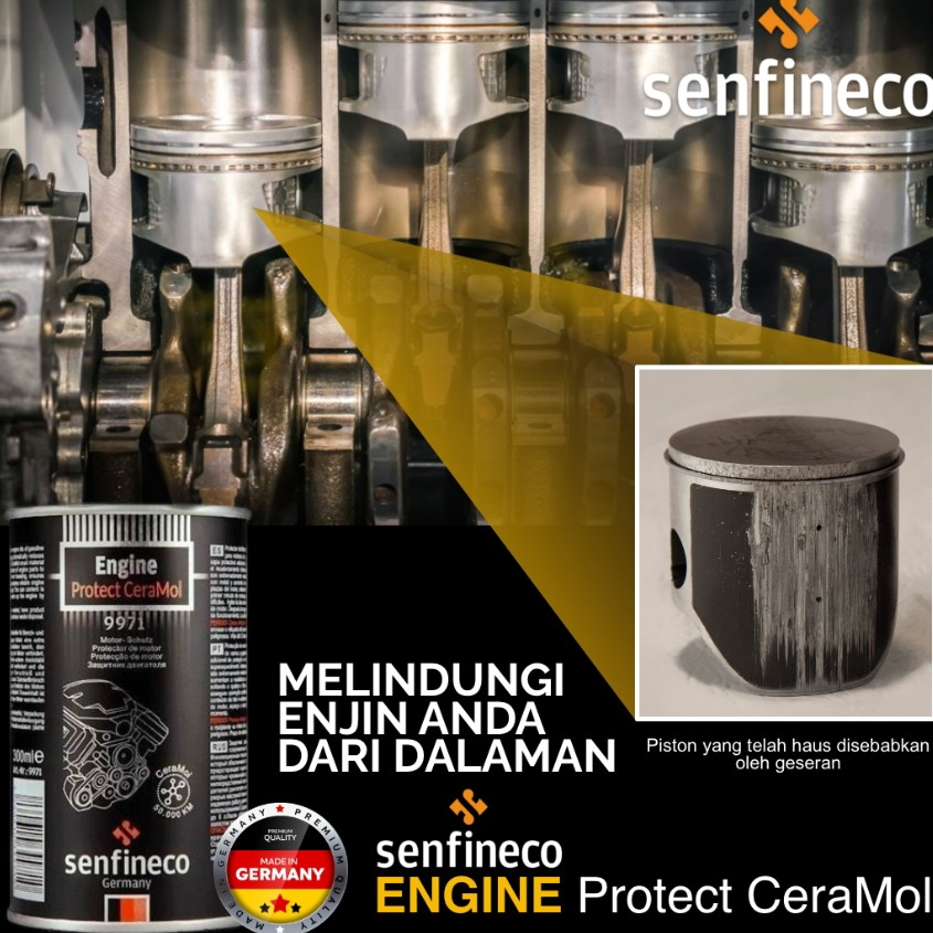 Senfineco 9971 Phụ Gia Nhớt Ô TÔ Cao Cấp Phủ Gốm Khôi Phục & Bảo Vệ Động Cơ Ceramol - Engine Protector Ceramol [300ml]