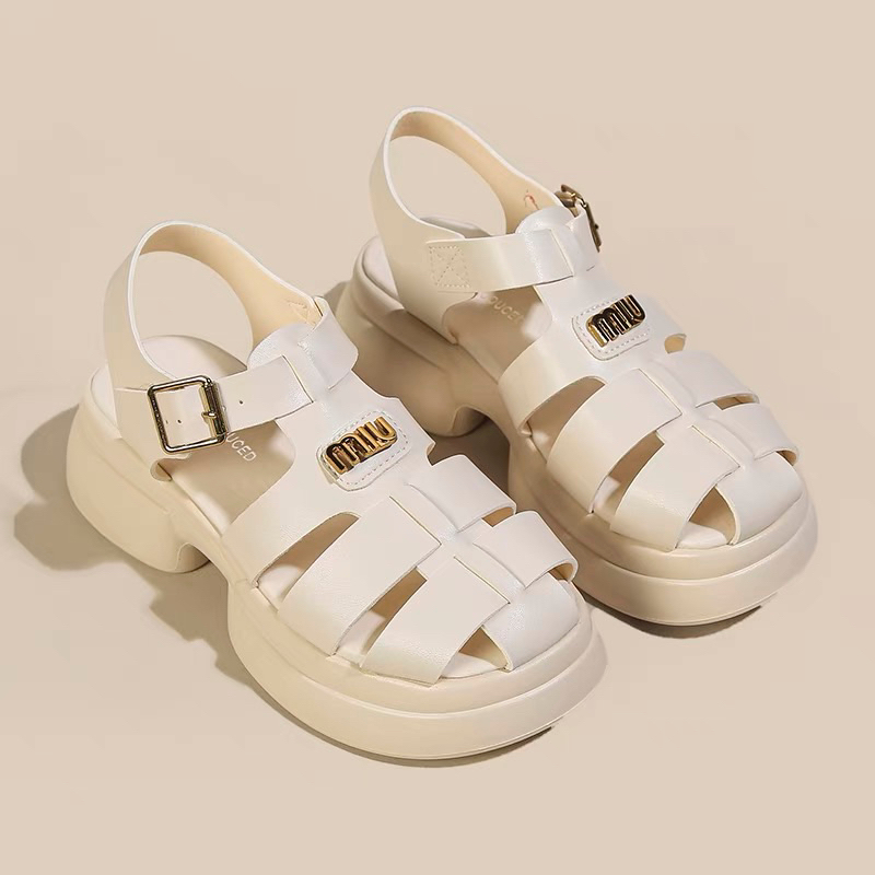 Sandal nữ đế cao 5p kiểu sục quai cài thời trang (Full hộp)