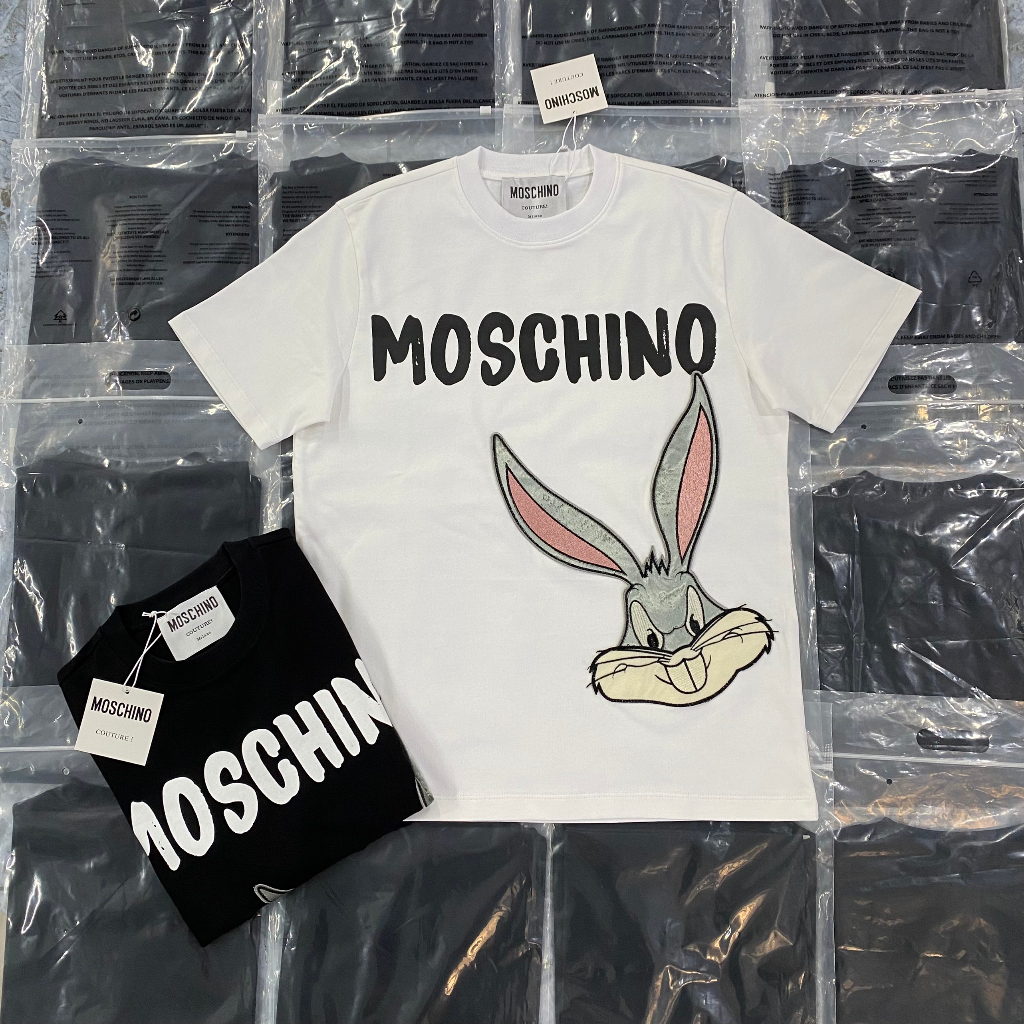Áo  thun nam MosCh*no Premium Cotton dày dặn kết hợp họa tiết thỏ hottrend Hàng Siêu Cấp