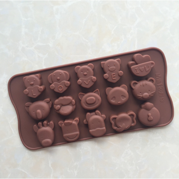 HCM-Khuôn Silicon 15 Hình Thú, Động Vật Dễ Thương Làm Socola, Thạch Rau câu, Pudding, Xà Bông CAKESHOP