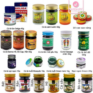 40+ Dầu cù là các loại (Cao sao vàng, Geliga, Cánh buồm, TigerBalm, Siang Pure, Ngủ ngon, Greem Herb)