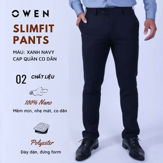 OWEN - Quần âu nam màu XANH NAVY SLIMFIT có cạp tăng đơ co dãn