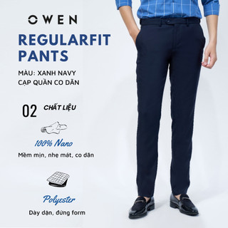 OWEN - Quần âu nam màu XANH NAVY REGULAR FIT cạp tăng đơ co dãn