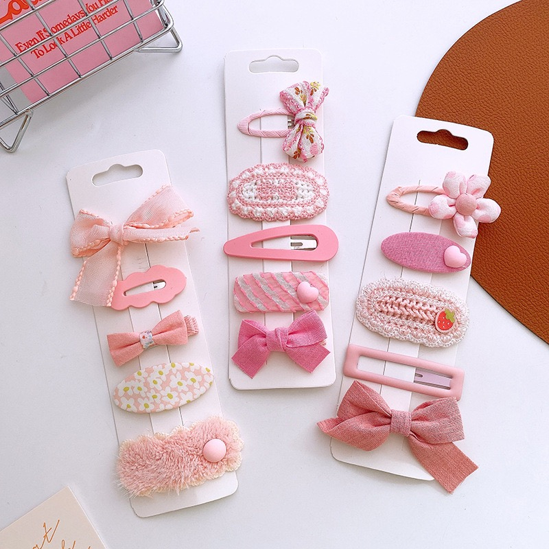 Set kẹp tóc nhiều mẫu cho bé gái siêu hình gấu nâu, hồng đáng yêu