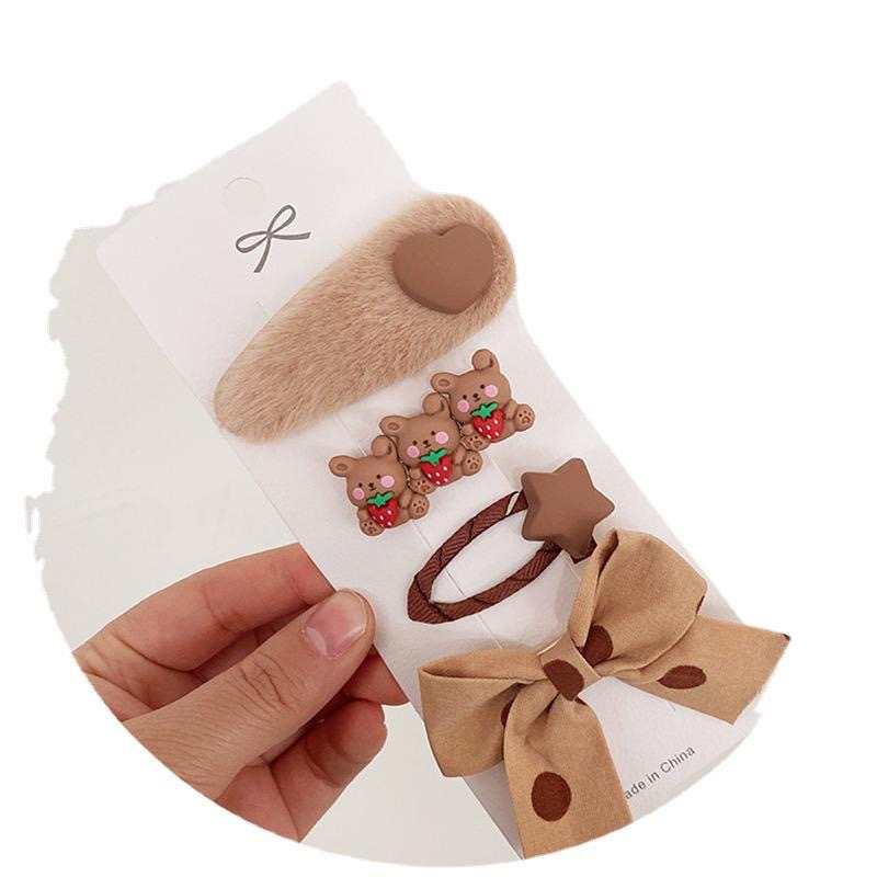 Set kẹp tóc nhiều mẫu cho bé gái siêu hình gấu nâu, hồng đáng yêu
