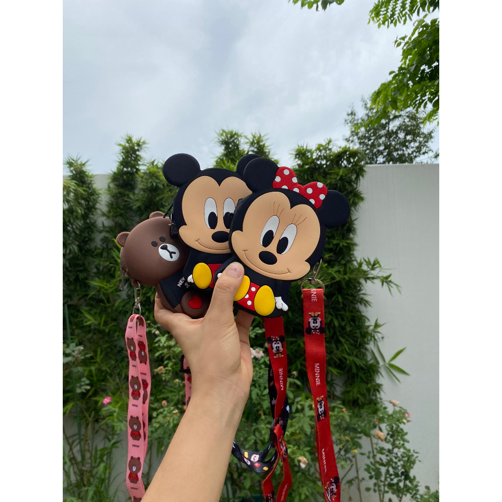 Túi đeo chéo cho bé silicon hình Mickey, Gấu xinh mẫu mới đáng yêu