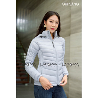 Áo phao có mũ NỮ Laroma trần bông siêu nhẹ siêu ấm