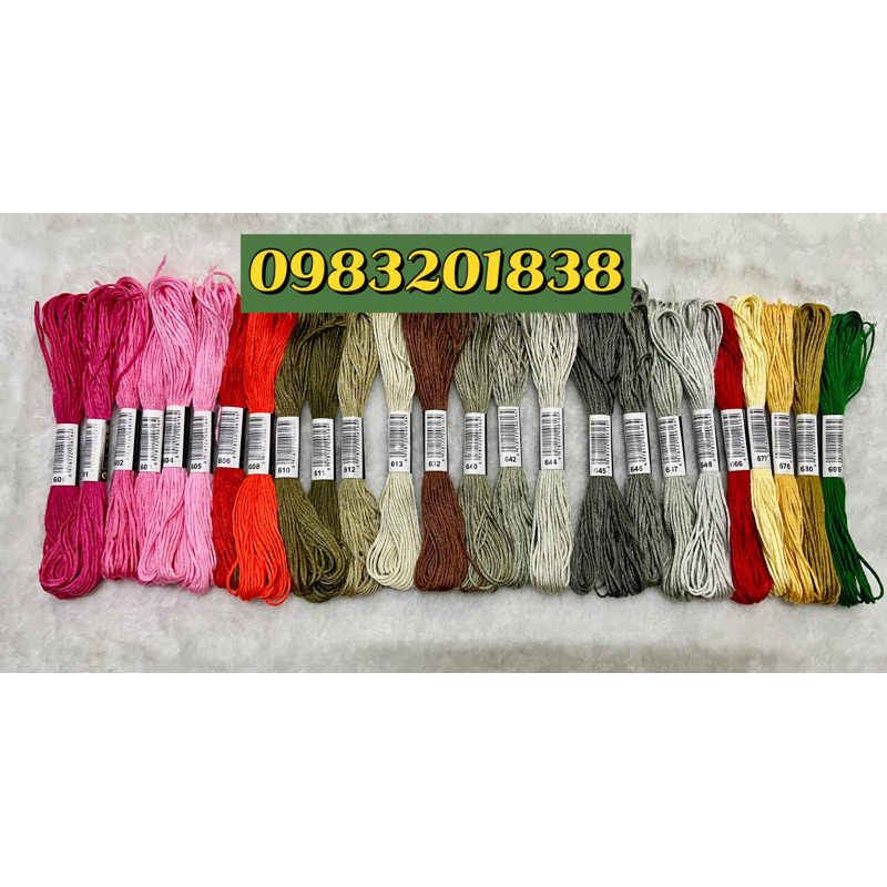 Chỉ thêu cotton, mã theo bảng màu DMC, mã chỉ từ 600 đến 699