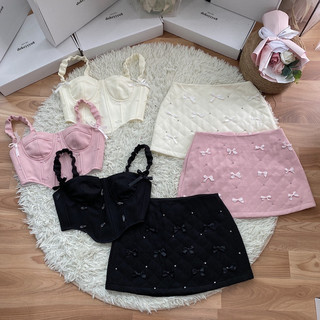 Set dạ corset phối nơ đá 201