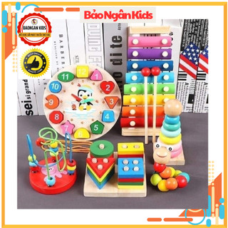[Loại 1] Combo 6 món đồ chơi gỗ cho bé thông minh, phát triển trí tuệ tư duy cho bé từ 1 - 6 tuổi FREESHIP XTRA