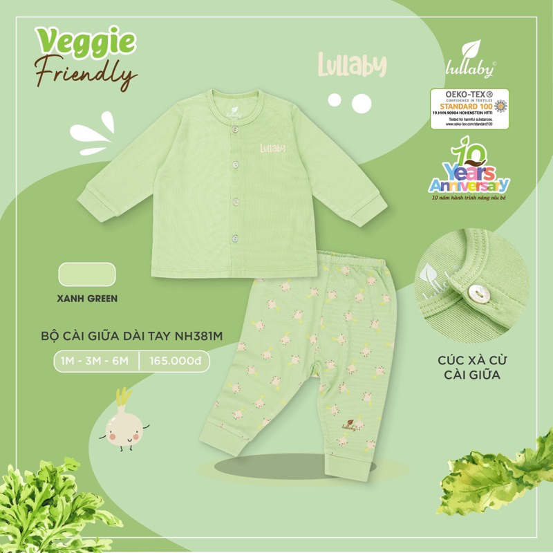 Lullaby bộ cài chéo sơ sinh trơn