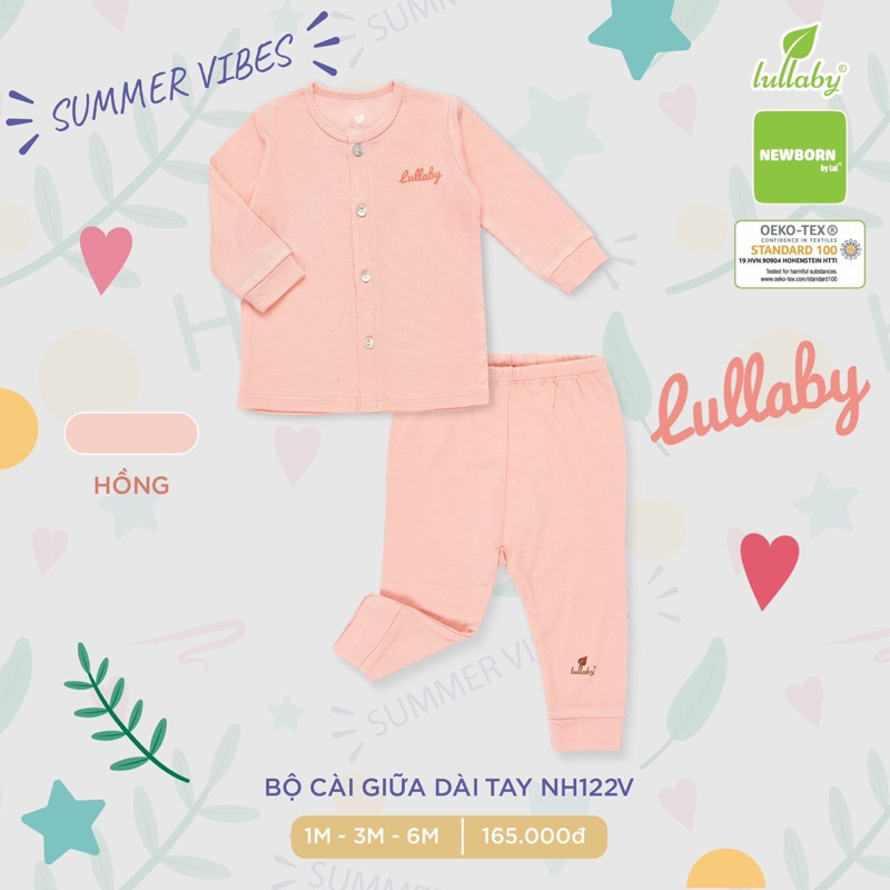 Lullaby bộ cài chéo sơ sinh trơn