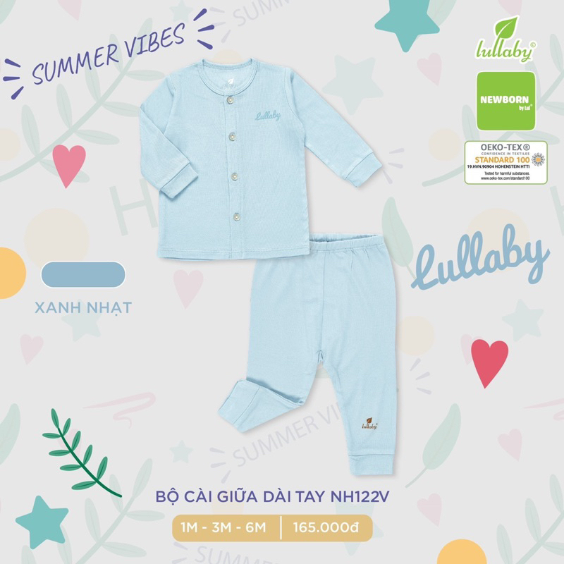 Lullaby bộ cài chéo sơ sinh trơn