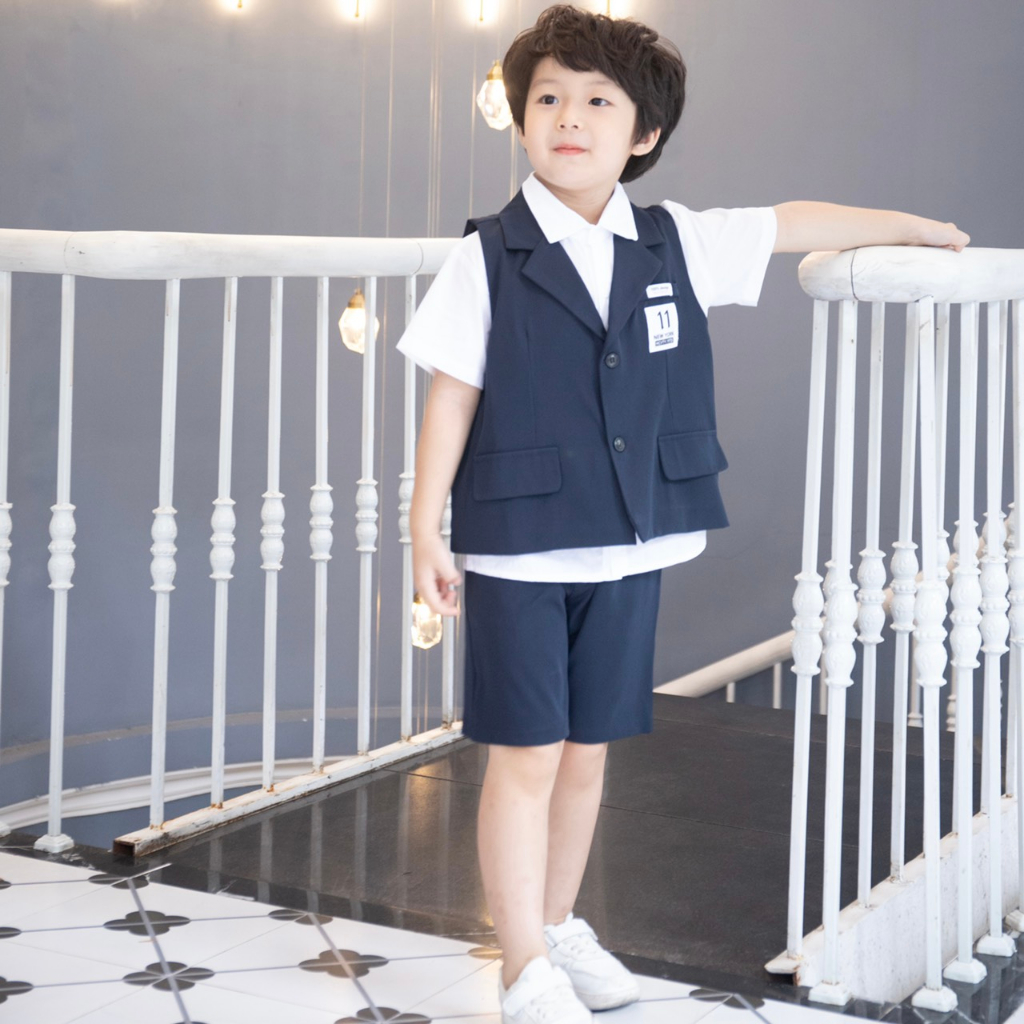 Vest Bé Trai, Bộ Vest Bé Trai  MyaKids Phong Cách Hàn Quốc 3 Chi Tiết Hàng Thiết Kế