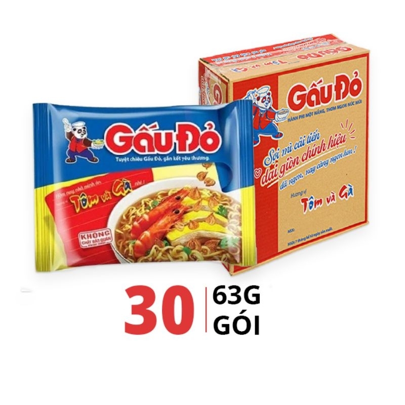 Combo 10 gói mì gấu đỏ gà sợi phở đậm đà thơm ngon sánh mịn từ nước súp gà  nguyên chât 1goi 75g