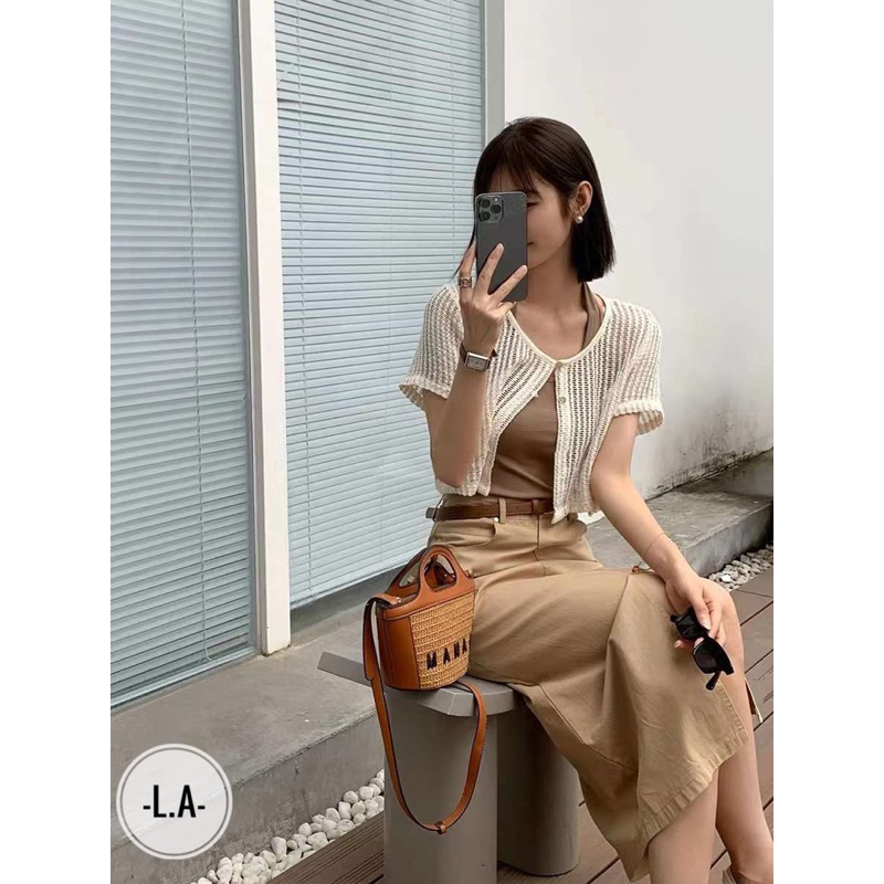 Set áo lưới kèm yếm sexy phong cách Douyin