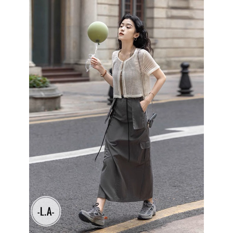 Set áo lưới kèm yếm sexy phong cách Douyin