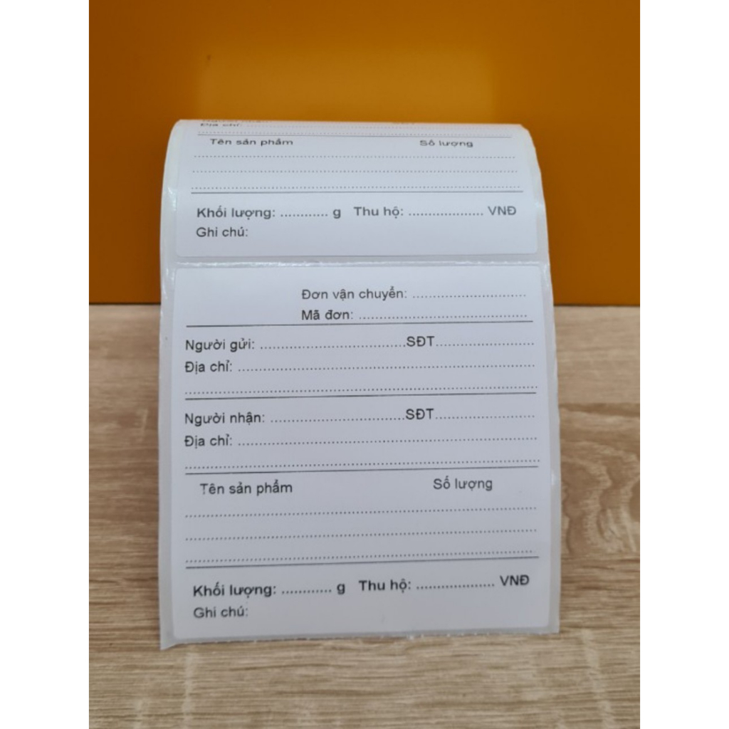 500 Tờ Hóa đơn in theo yêu cầu SIZE LỚN DÁN ĐƯỢC tem vận chuyển có sẵn keo kích thước 100x100 hình vuông tờ bự