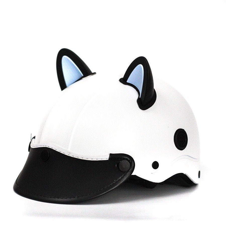 Mũ bảo hiểm sơn trơn kèm tai mèo 2 màu cá tính