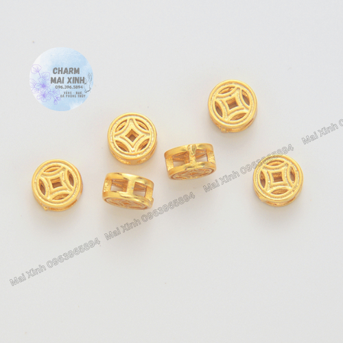 Đồng Xu Tròn Vàng Rỗng 4mm  6mm 10mm 12mm - Màu Vàng - Charm, Phụ Kiện Xâu, Mix, Vòng Tay Phong Thủy May Mắn Nam, Nữ