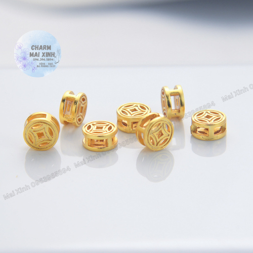 Đồng Xu Tròn Vàng Rỗng 4mm  6mm 10mm 12mm - Màu Vàng - Charm, Phụ Kiện Xâu, Mix, Vòng Tay Phong Thủy May Mắn Nam, Nữ