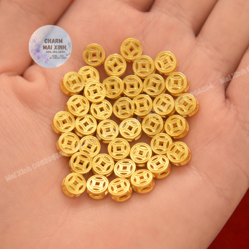 Đồng Xu Tròn Vàng Rỗng 4mm  6mm 10mm 12mm - Màu Vàng - Charm, Phụ Kiện Xâu, Mix, Vòng Tay Phong Thủy May Mắn Nam, Nữ