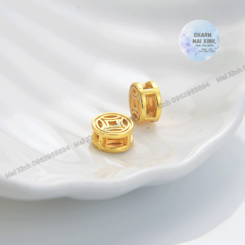 Đồng Xu Tròn Vàng Rỗng 4mm  6mm 10mm 12mm - Màu Vàng - Charm, Phụ Kiện Xâu, Mix, Vòng Tay Phong Thủy May Mắn Nam, Nữ