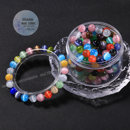 Đá Mắt Mèo - Nhiều Màu sắc - 6mm 8mm 10mm - Xâu Mix Vòng Nam Nữ - Phụ KIện Trang Sức Phong Thủy