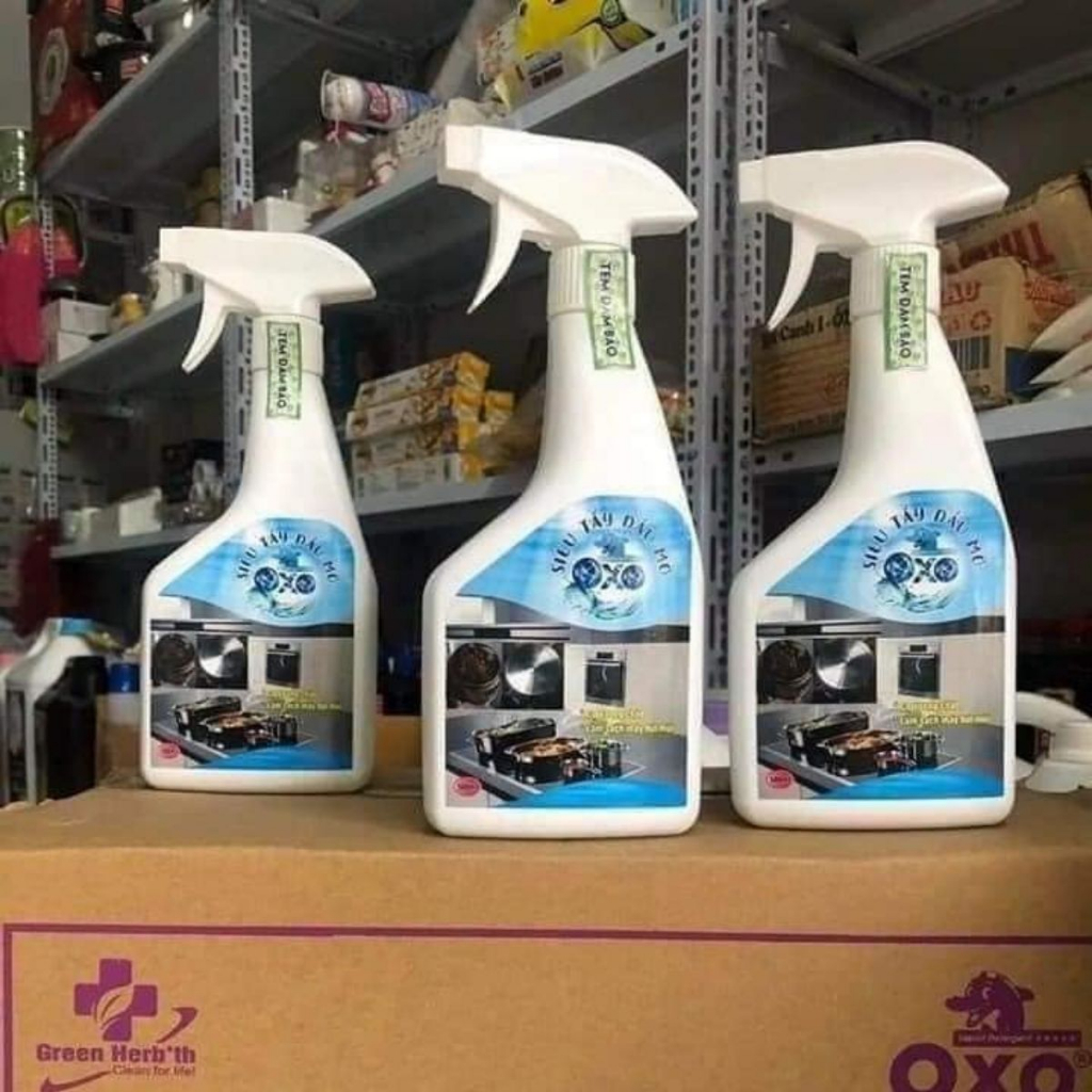 Xịt OXO siêu tẩy dầu mỡ lâu ngày bám bề mặt inox, xoong nồi, máy hút mùi, xịt rửa bếp ga,...