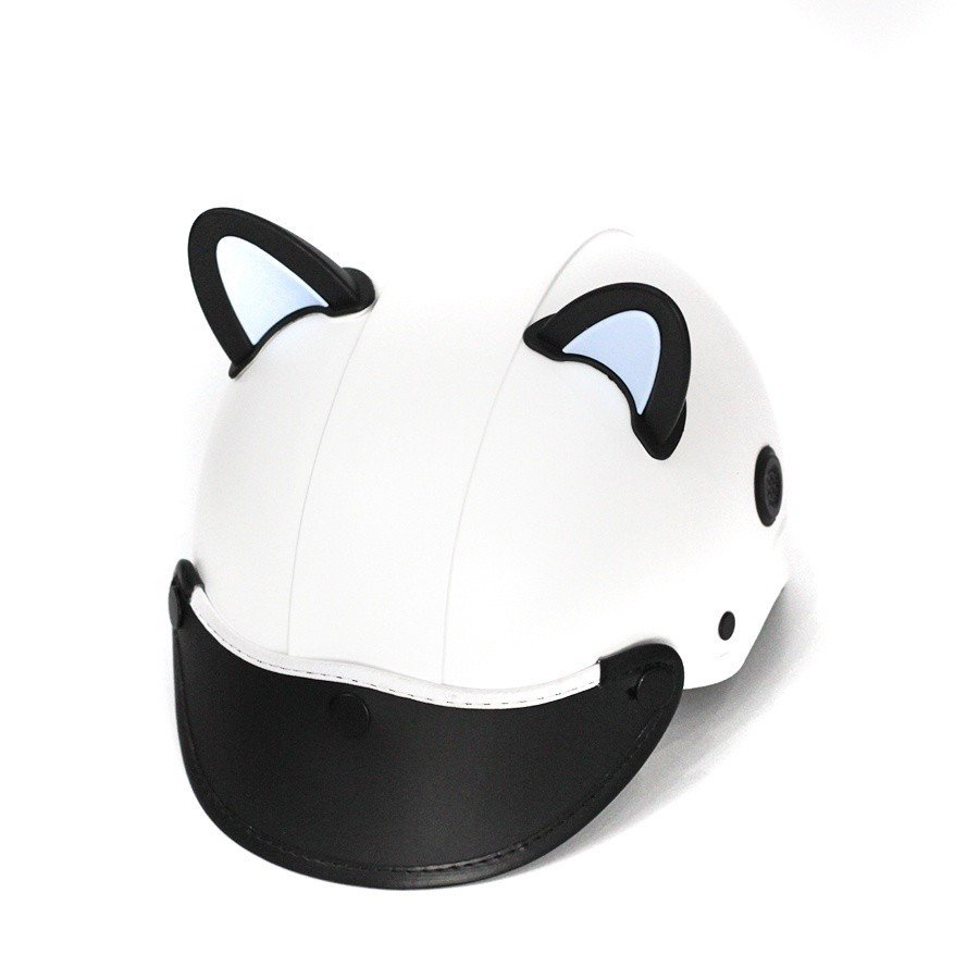 Mũ bảo hiểm sơn trơn kèm tai mèo 2 màu cá tính