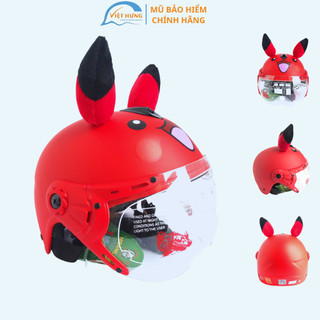 Mũ bảo hiểm trẻ em siêu đáng yêu - Dành cho bé từ 3 đến 6 tuổi - Vòng đầu 50-52cm -  VS103KS pikachu đỏ nhám
