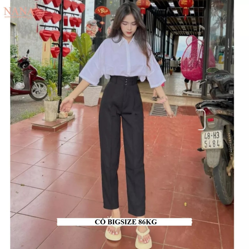 Quần Tây Đi học 3 Khuy dáng Baggy, Lưng cao, Chun sau lưng, Vải Tuyết mưa cao cấp, có bigsize 90kg