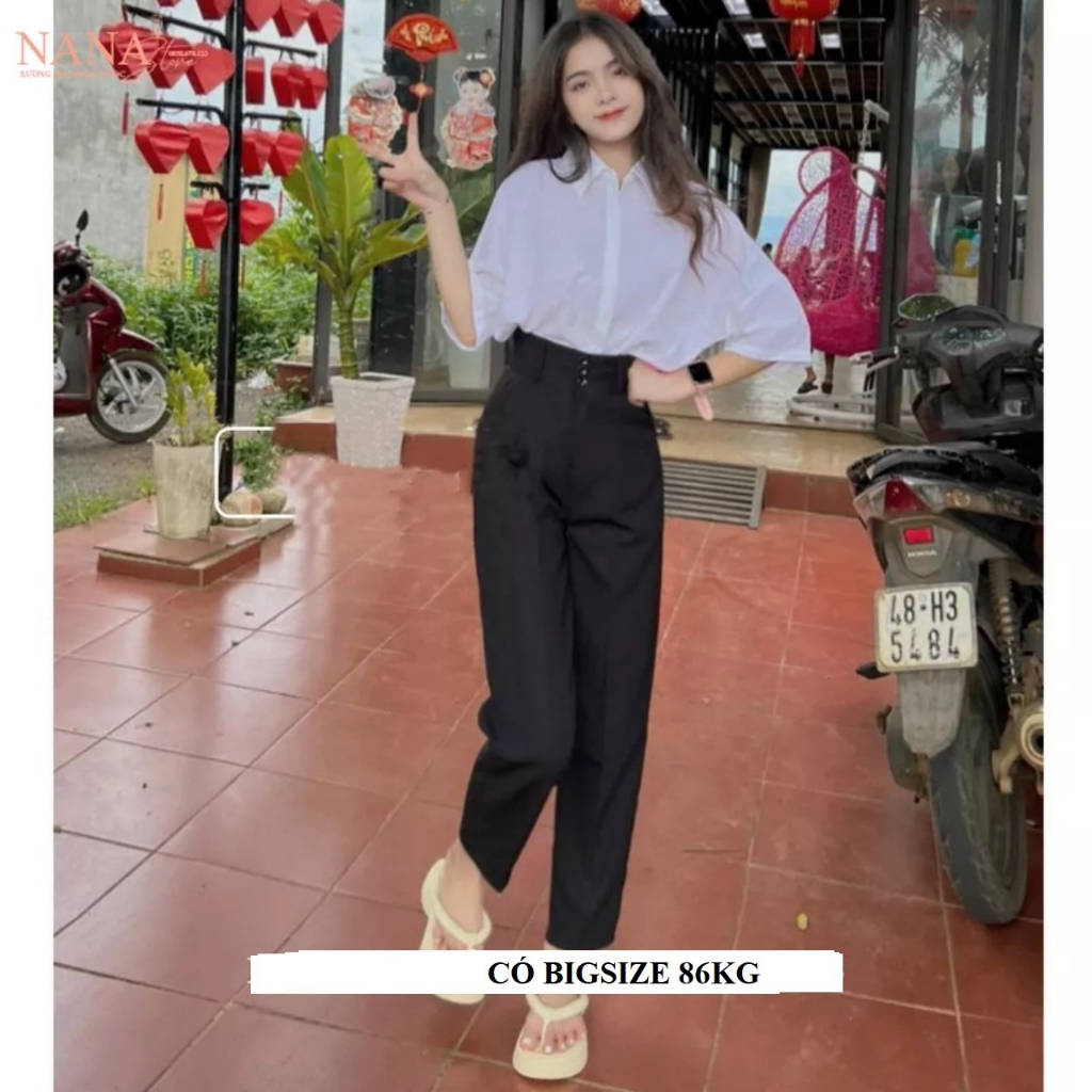 Quần Tây Đi học 3 Khuy dáng Baggy, Lưng cao, Chun sau lưng, Vải Tuyết mưa cao cấp, có bigsize 90kg