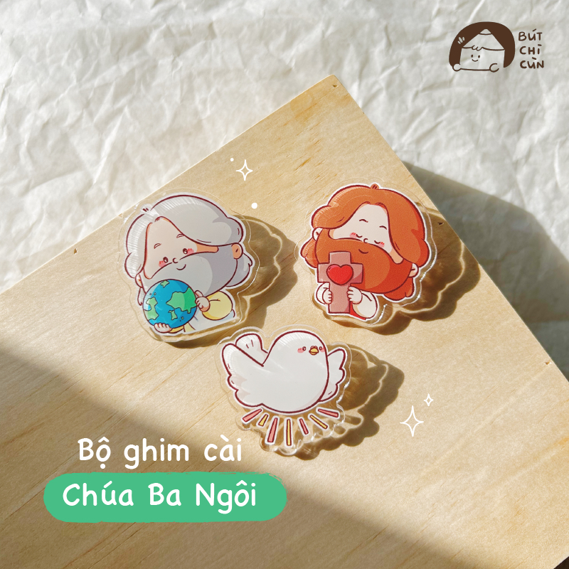 Ghim cài CHIBI CHÚA GIÊSU - BÚT CHÌ CÙN - quà tặng Công Giáo - thiết kế độc quyền