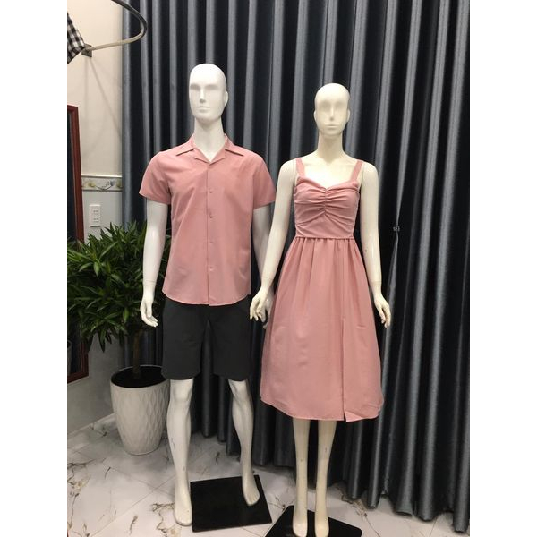 Set váy áo đôi nam nữ màu hồng đẹp mới nhất