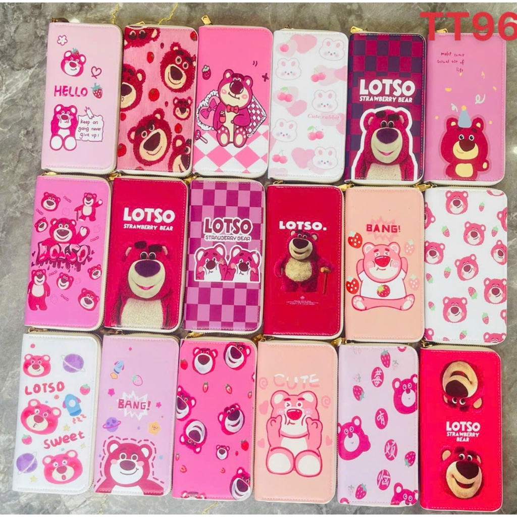 Ví Dài Gấu LOTSO Gấu Dâu Cho Bạn Gái (Loại Khóa Kéo)TT96