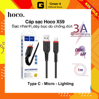 Cáp sạc nhanh hoco x59 chân lighting/typec/micro usb