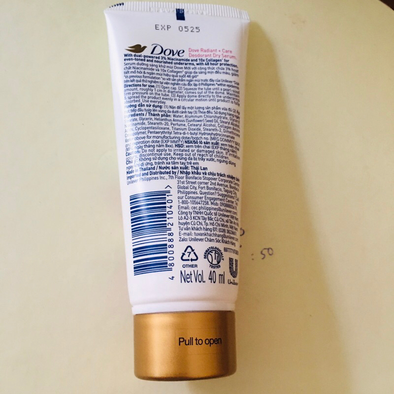 Serum ngăn mùi dưỡng sáng da cao cấp Dove Deodorant Dry 40ml giúp ngăn mồ hôi mang đến hương thơm dịu nhẹ cho nách 48h