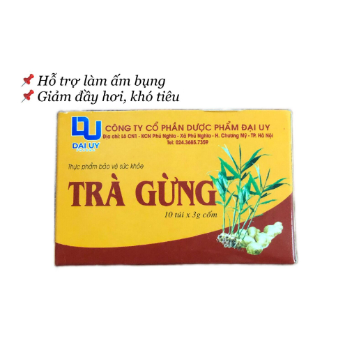 Trà gừng làm ấm cơ thể, giảm đầy hơi, khó tiêu, giảm cảm lạnh - Hộp 10 gói x 3g