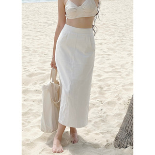 Amegon váy linen xẻ sau julie skirt