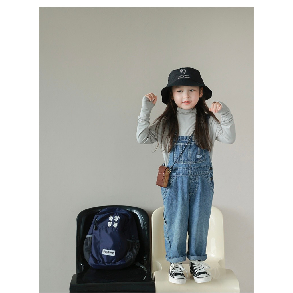 Yếm jean dài màu xanh cho bé gái