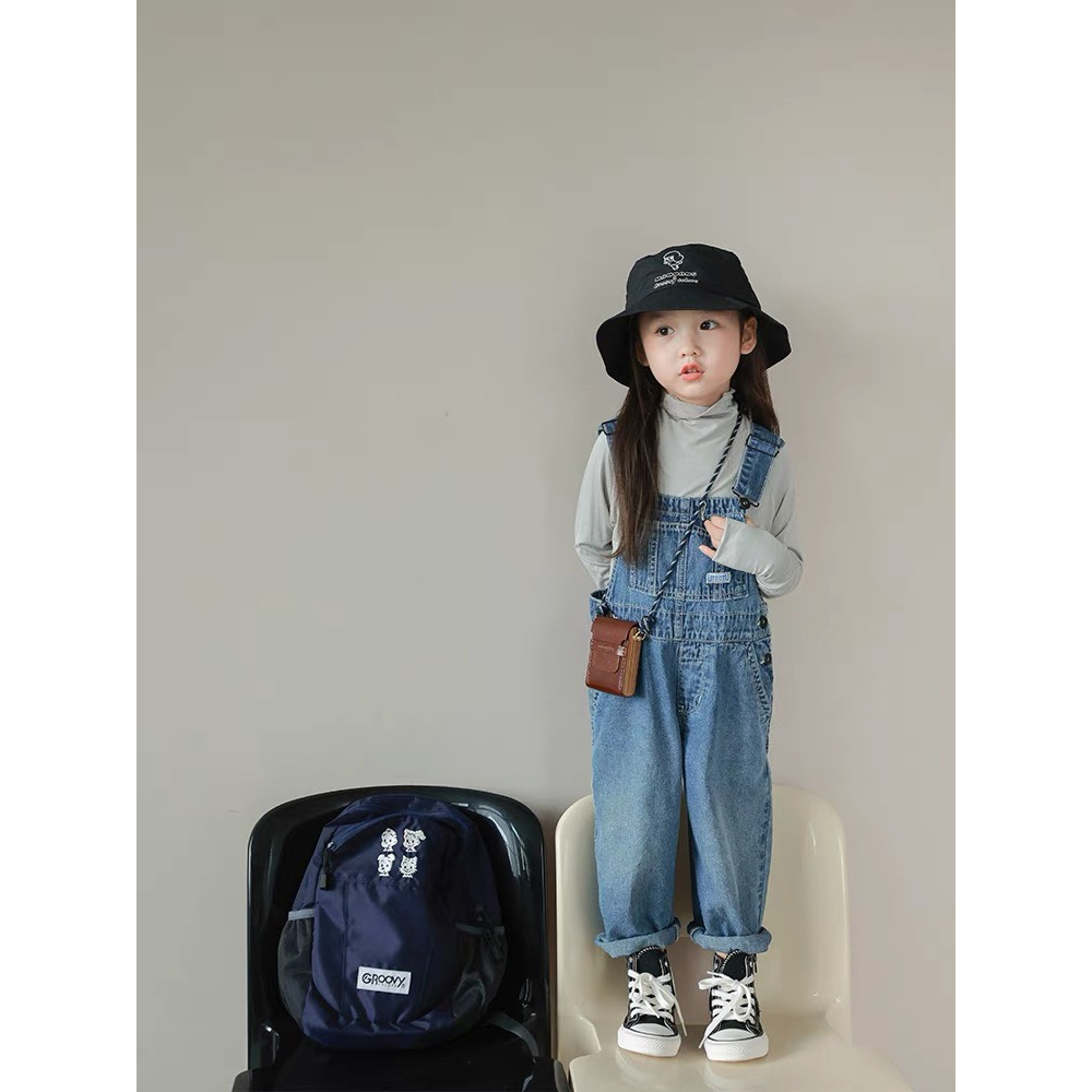 Yếm jean dài màu xanh cho bé gái