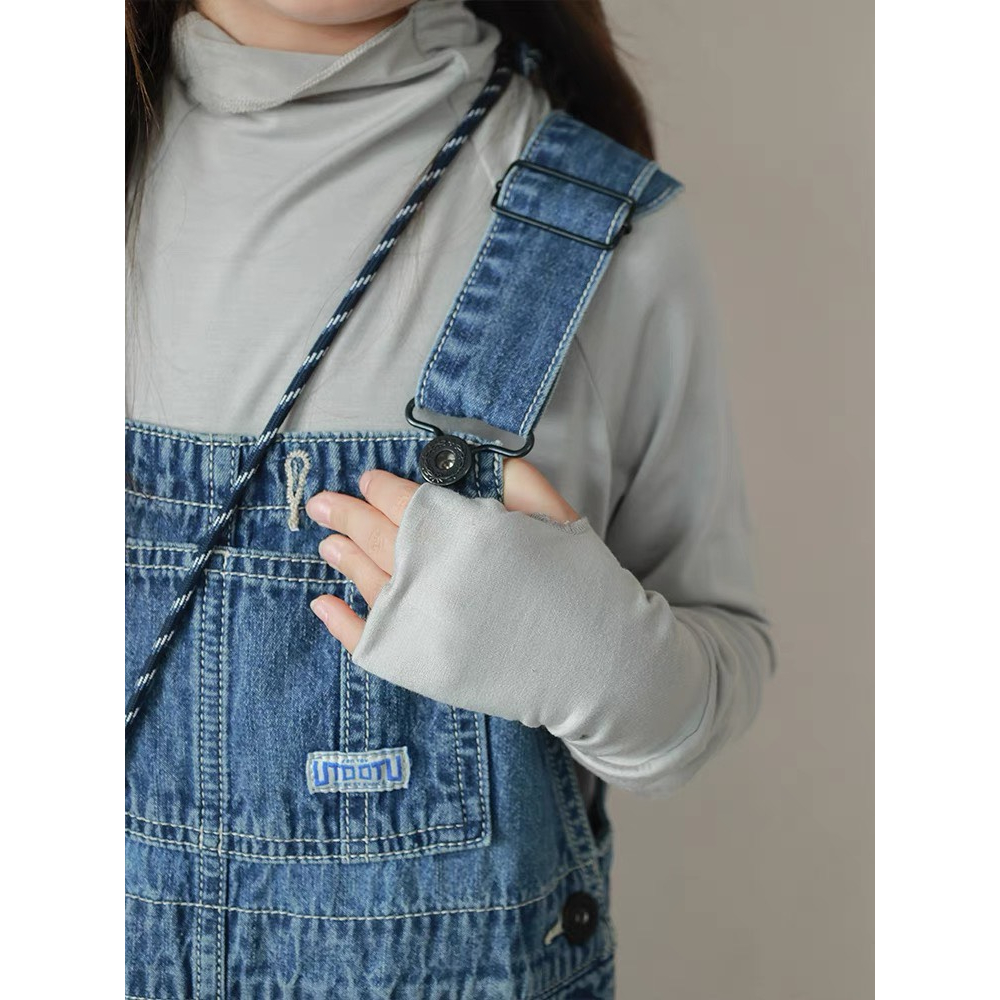 Yếm jean dài màu xanh cho bé gái