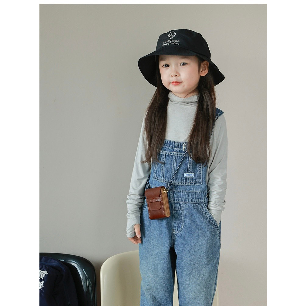 Yếm jean dài màu xanh cho bé gái