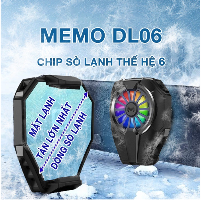 Quạt tản nhiệt điện thoại sò lạnh Memo DL06-Công nghệ sò lạnh,làm mát cực nhanh mimedia