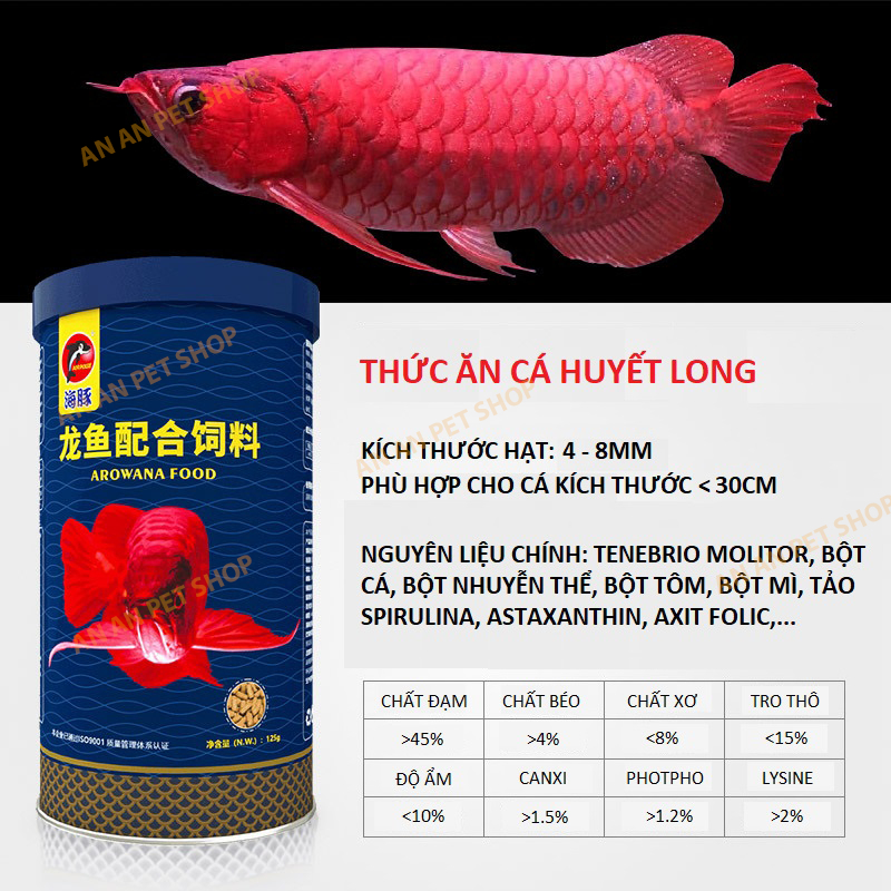 Cám cá Rồng Huyết Long, Ngân Long Arowana Food Porpoise, Thức ăn Cá rồng