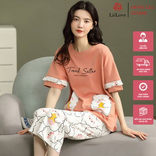 Bộ Đồ Ngủ Bộ Mặc Nhà Nữ Cao Cấp Quần Lửng Chất Cotton Mát Mẻ, Xinh Đẹp, Tiểu Thư LIILOVE Mã B252