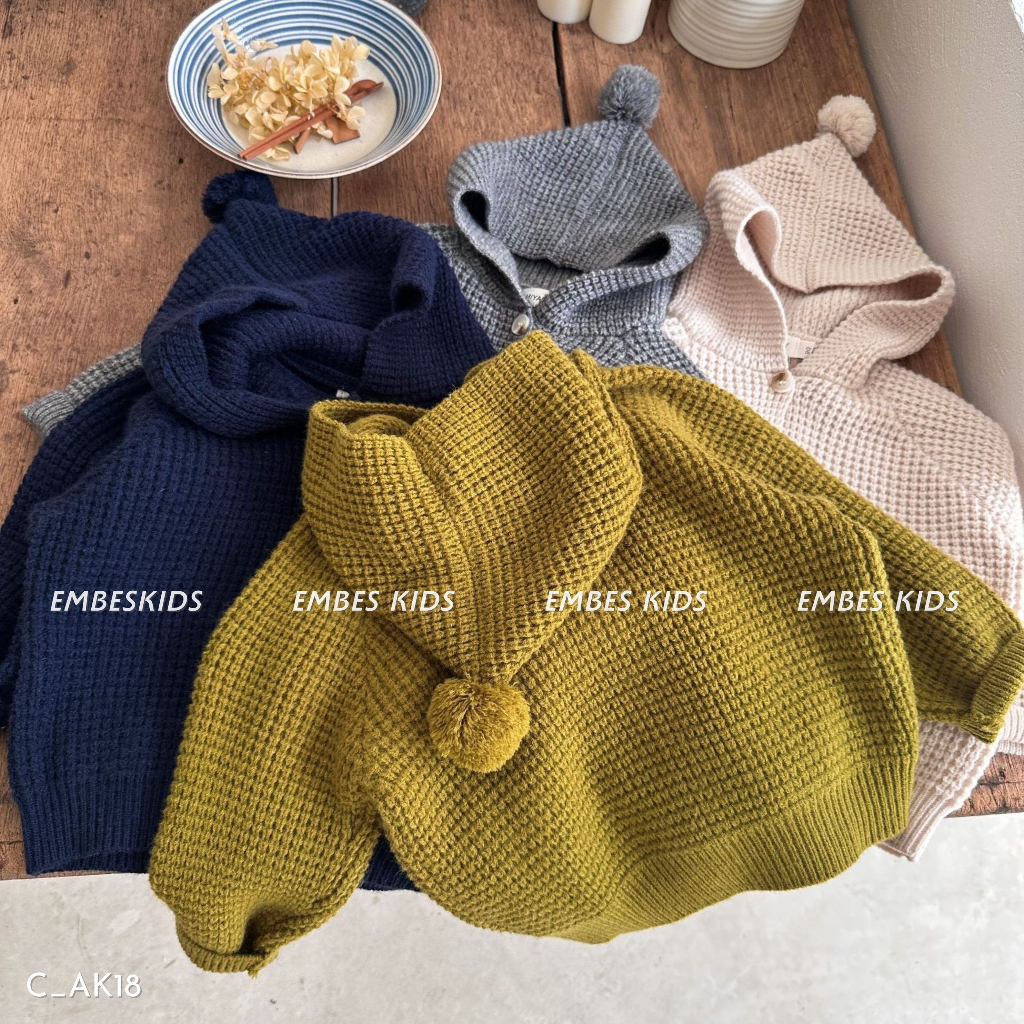 Áo khoác len cho bé trai bé gái, áo khoác len EMBES KIDS từ 11kg - 31kg