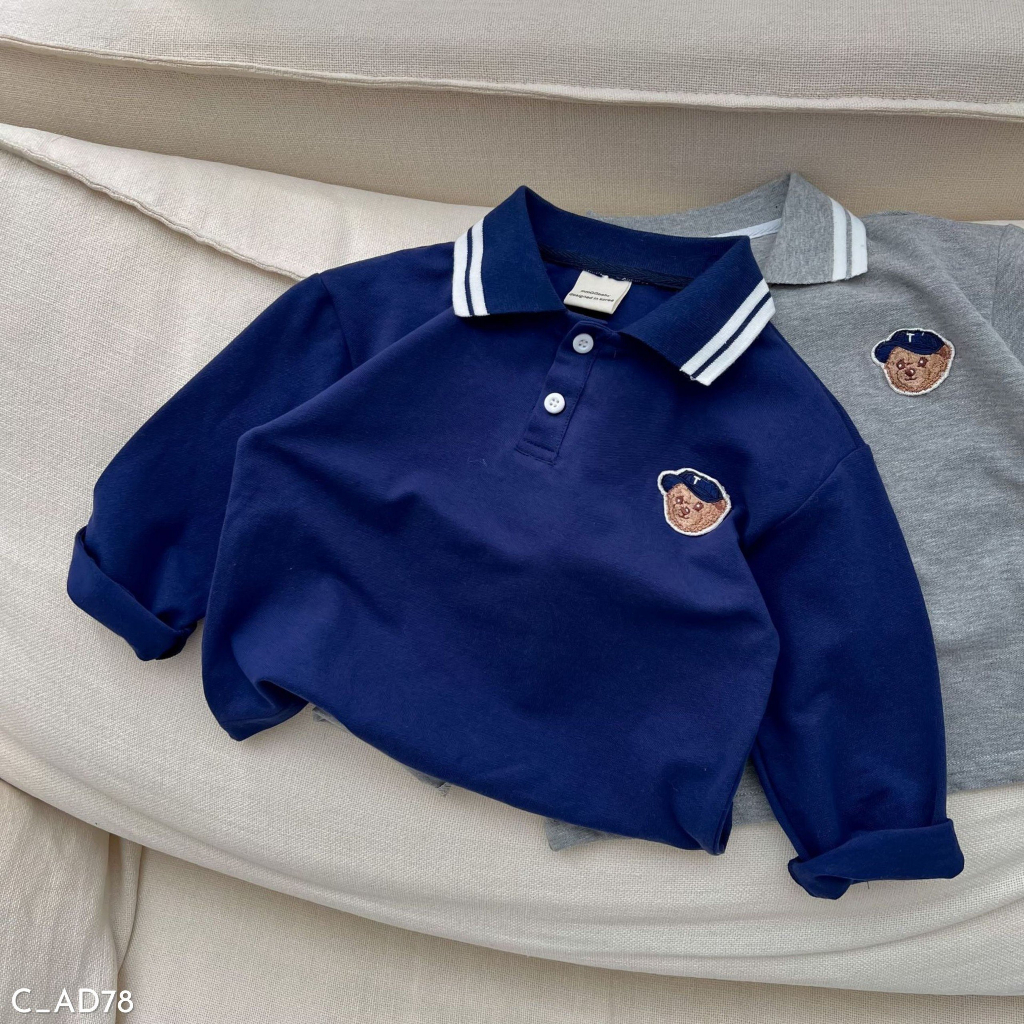 Áo polo dài tay bé trai, áo polo diện thu đông Embes Kids từ 11kg - 31kg